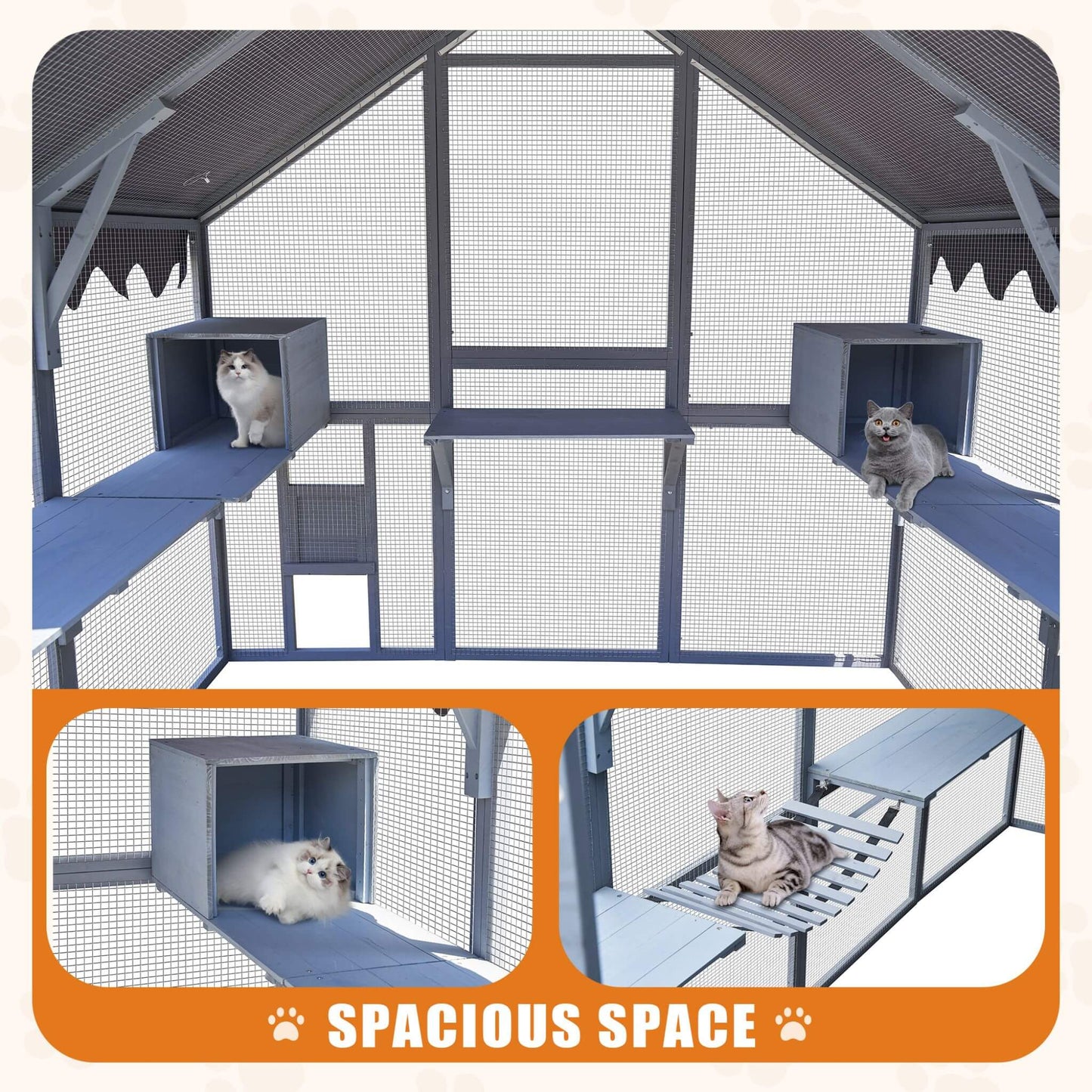 Alora Extra Large Outdoor Cat Kitten Playpen House With Platforms and Waterproof Cover