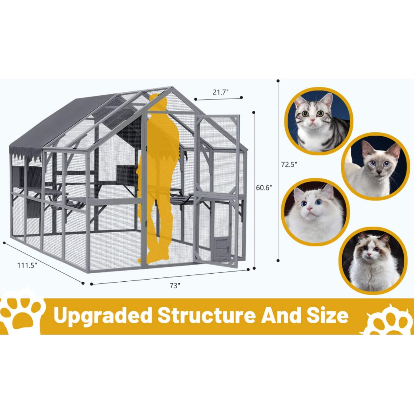 Alora Extra Large Outdoor Cat Kitten Playpen House With Platforms and Waterproof Cover