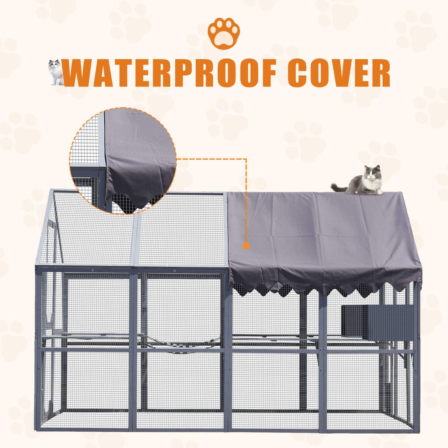Alora Extra Large Outdoor Cat Kitten Playpen House With Platforms and Waterproof Cover