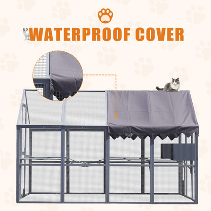 Alora Extra Large Outdoor Cat Kitten Playpen House With Platforms and Waterproof Cover