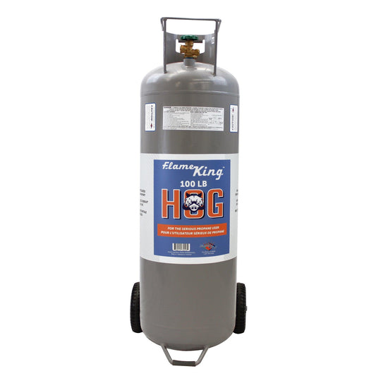 Flame King 100lb Empty Horizontal & Vertical Propane Cylinder with POL & Wheels