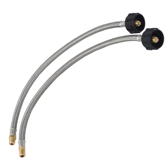 Flame King 1/4" NPT Stainless Steel Braided Propane Pigtail Hose 2 Pack for RV Regulators, 18 inches