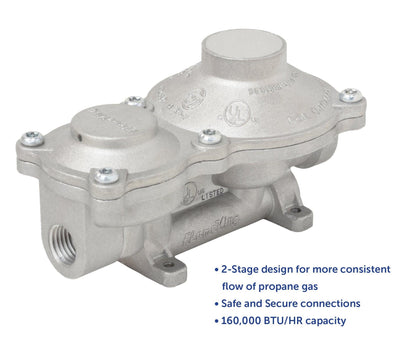Flame King 2-Stage 160,000 BTU Propane LP Vertical Super Compact Regulator