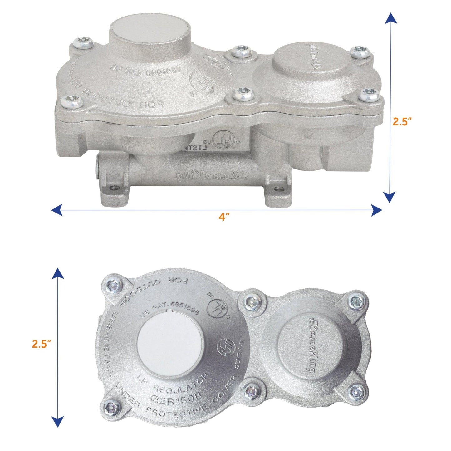 Flame King 2-Stage 160,000 BTU Propane LP Vertical Super Compact Regulator