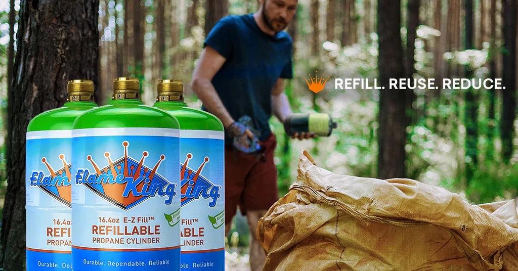 Flame King Eco Friendly Sustainable 1lb Empty Refillable Propane Tank LP Cylinder