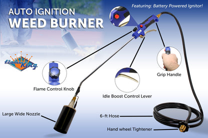 Flame King Propane Weed Burner Torch 340,000 BTU with Battery Operated Igniter