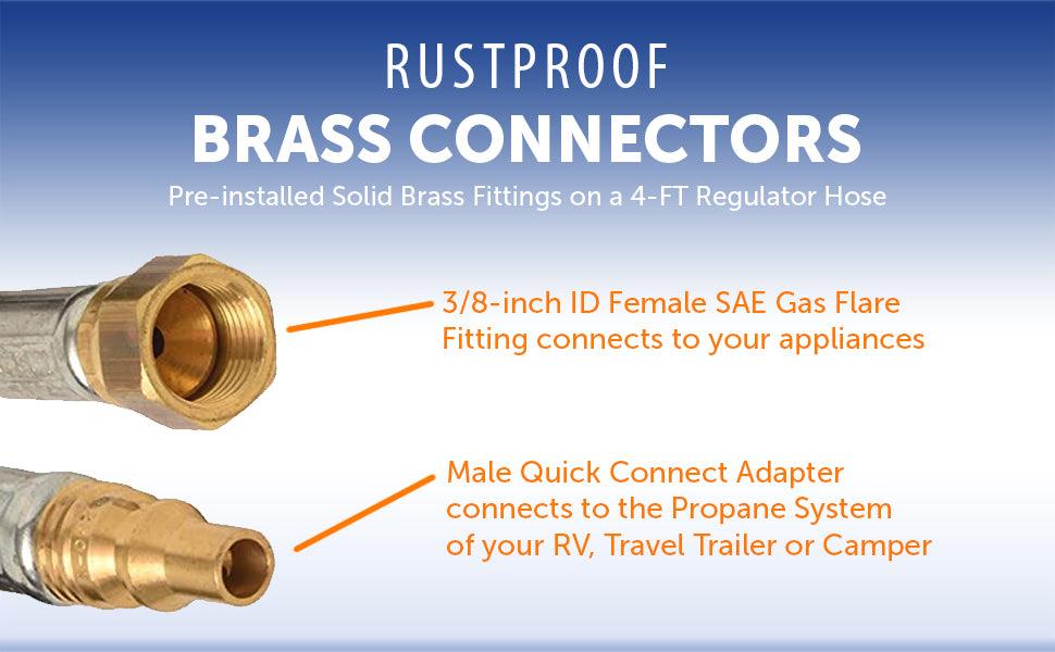 Flame King RV, Van, Trailer Low Pressure Quick Connect 48 Inch, 3/8 Inch ID Female SAE Gas Flare Fitting
