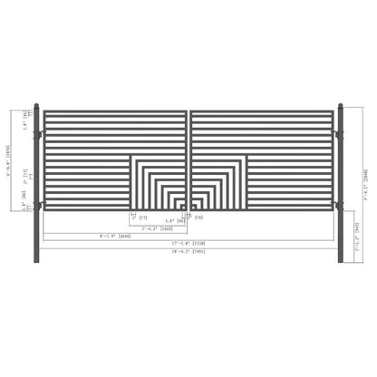 12FT - 18FT Heavy-Duty Florence-Style Powder-Coated Galvanized Steel Dual-Swing Driveway Gate