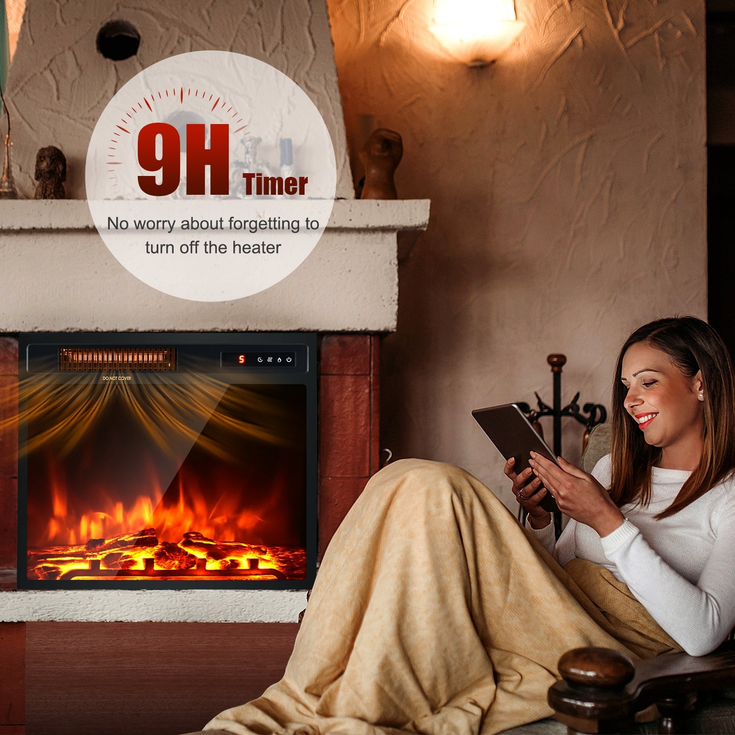 18" 1500W Electric Fireplace Freestanding and Recessed Heater