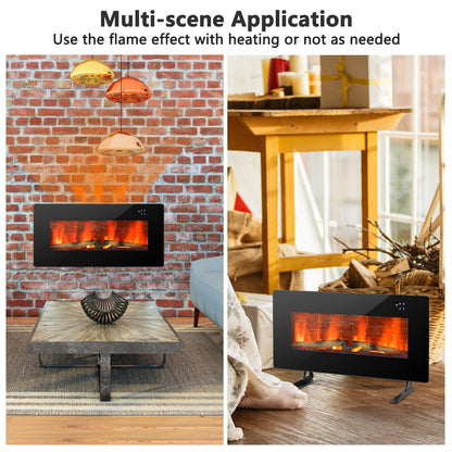 36 Inch Electric Wall Mounted Freestanding Fireplace with Remote Control