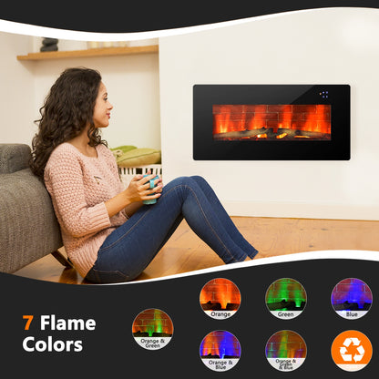 36 Inch Electric Wall Mounted Freestanding Fireplace with Remote Control