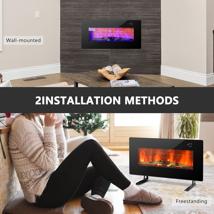 36 Inch Electric Wall Mounted Freestanding Fireplace with Remote Control