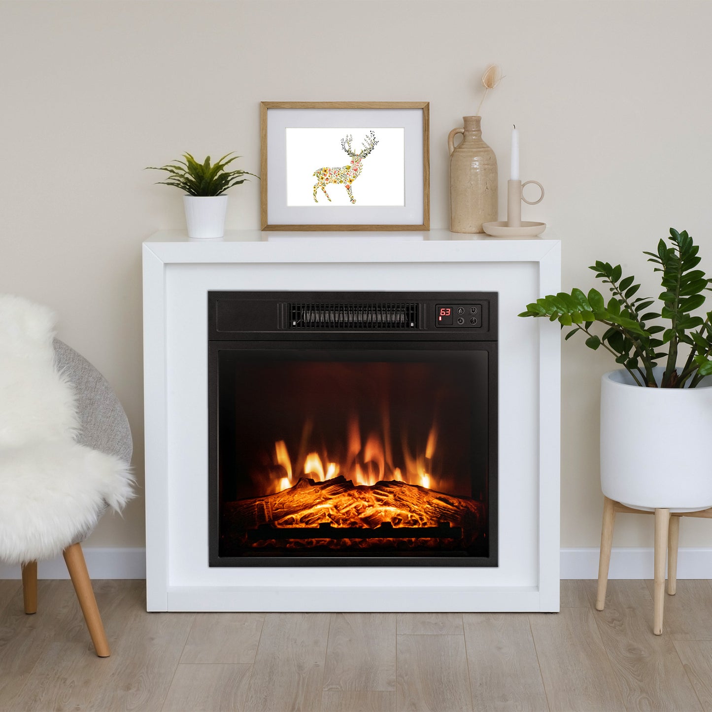 18" / 23" Electric Fireplace Inserted with Adjustable LED Flame