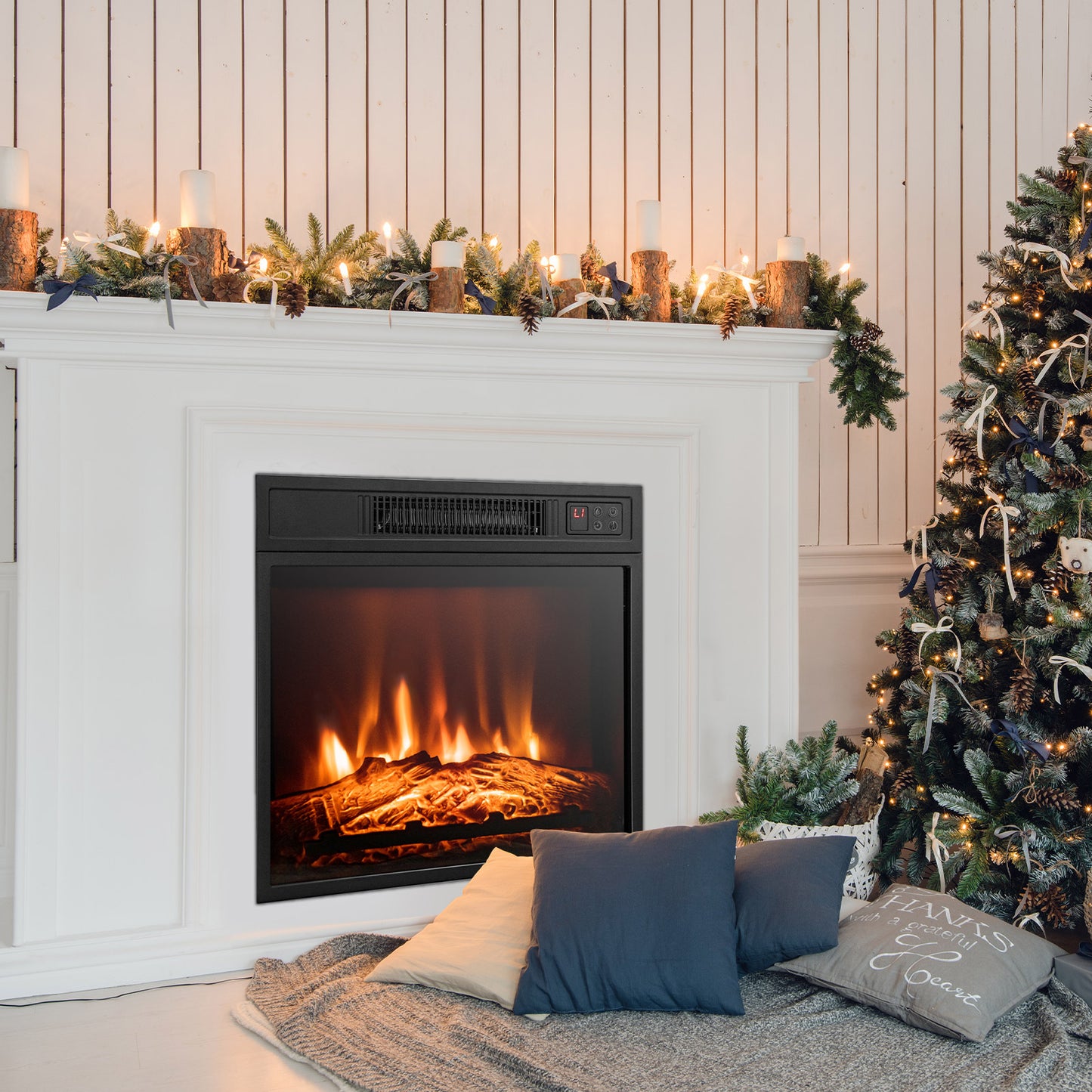 18" / 23" Electric Fireplace Inserted with Adjustable LED Flame