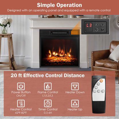 18" / 23" Electric Fireplace Inserted with Adjustable LED Flame