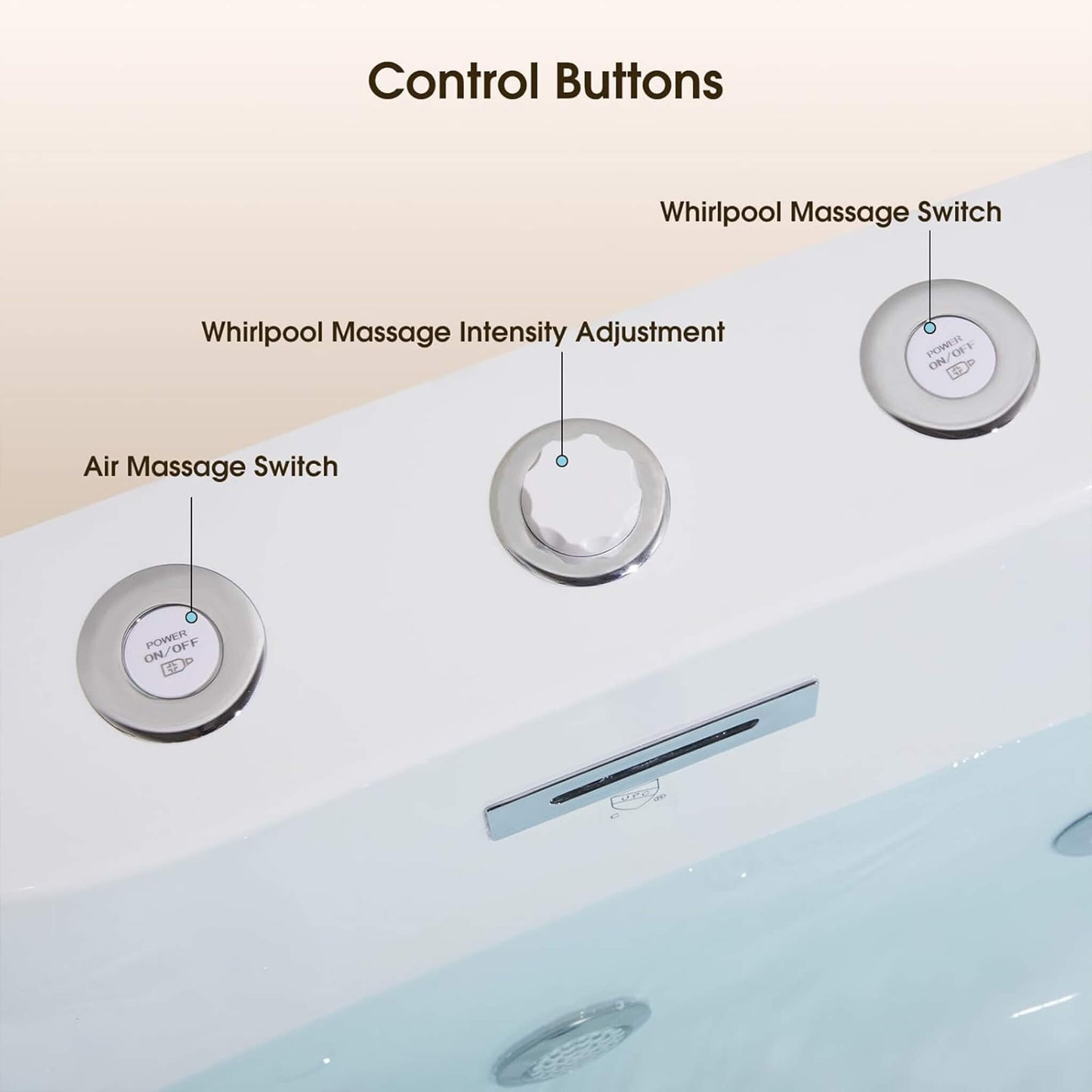 Nuvia Verano Freestanding Whirlpool Air Bubble LED Massage Bathtub