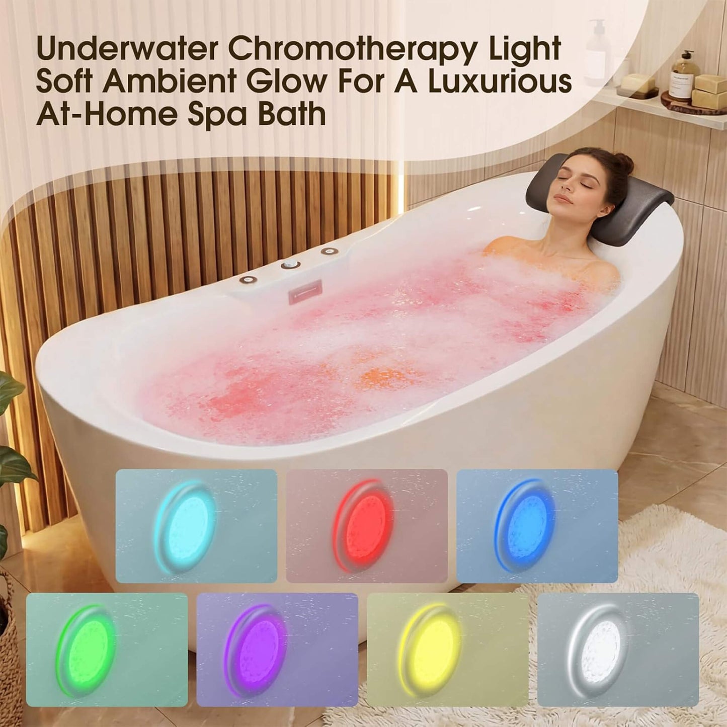 Nuvia Verano Freestanding Whirlpool Air Bubble LED Massage Bathtub