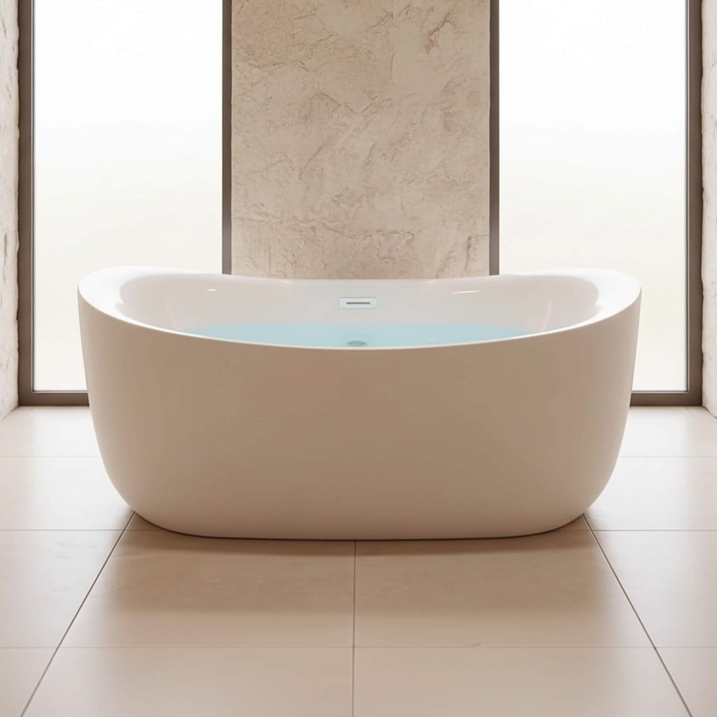 Nuvia Verano Freestanding Whirlpool Air Bubble LED Massage Bathtub