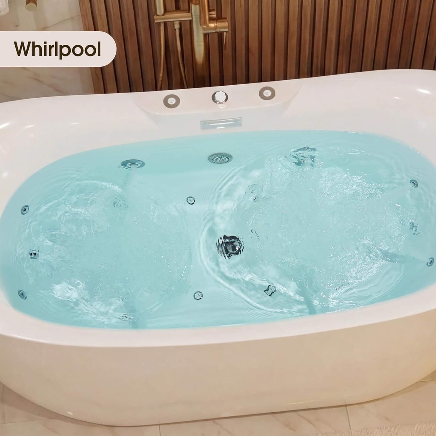 Nuvia Verano Freestanding Whirlpool Air Bubble LED Massage Bathtub