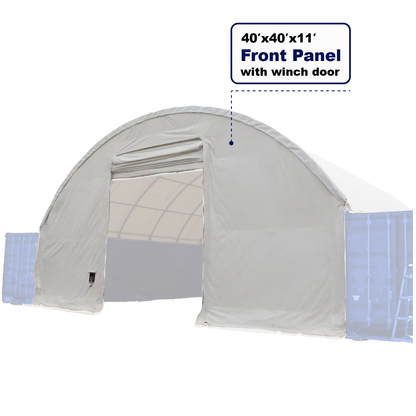 Front Cover with Winch door for Shipping Container Canopy Shelter 40FT x 40FT x 11FT