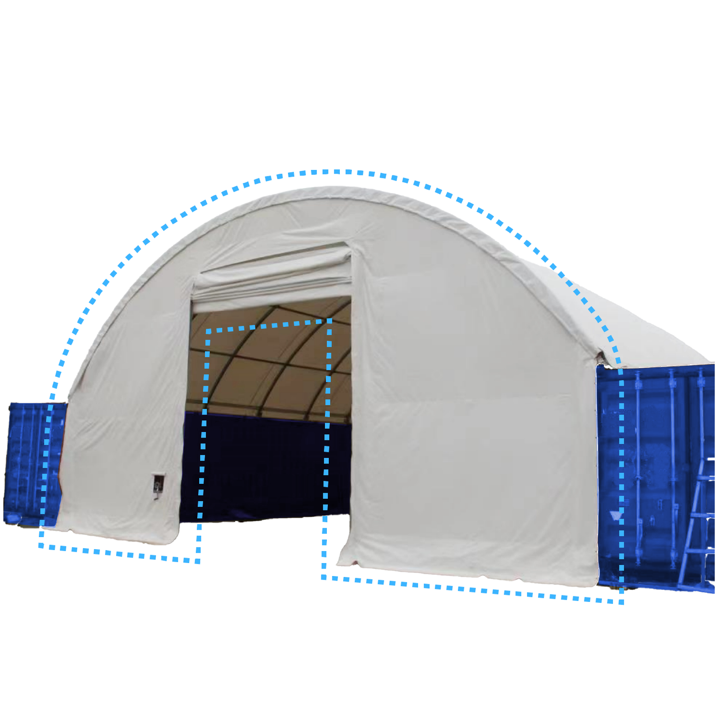 Front Cover with Winch door for Shipping Container Canopy Shelter 40FT x 40FT x 11FT