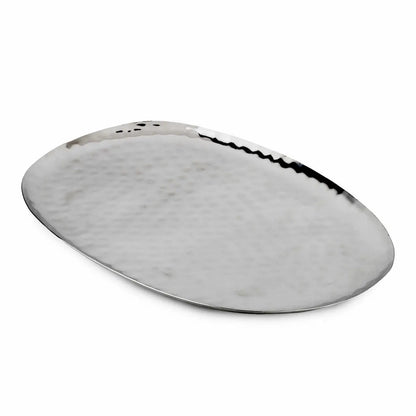 Full Polished Stainless Steel 18" x 11" Oval Service Tray