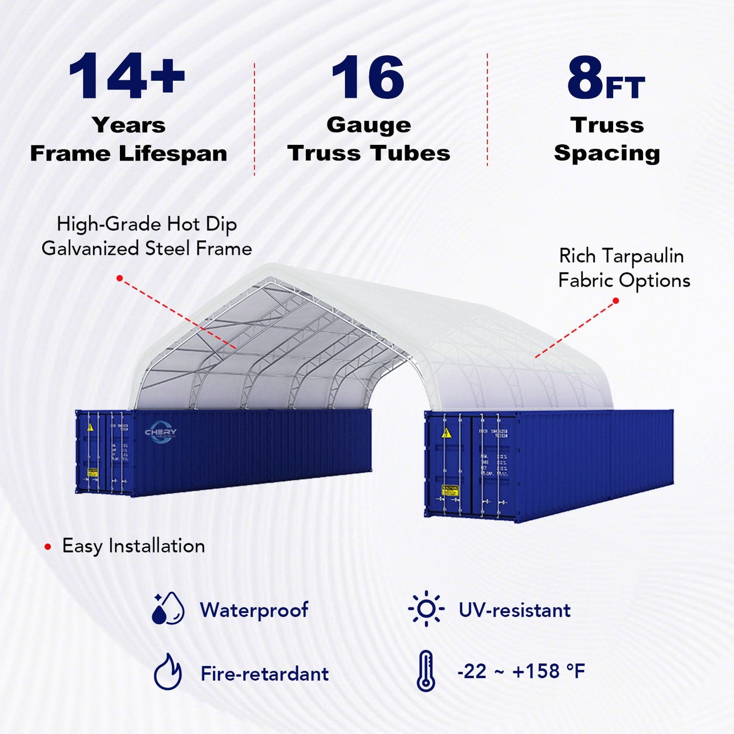 40FT x 40FT x 15FT Double Truss Peak Container Canopy Shelter