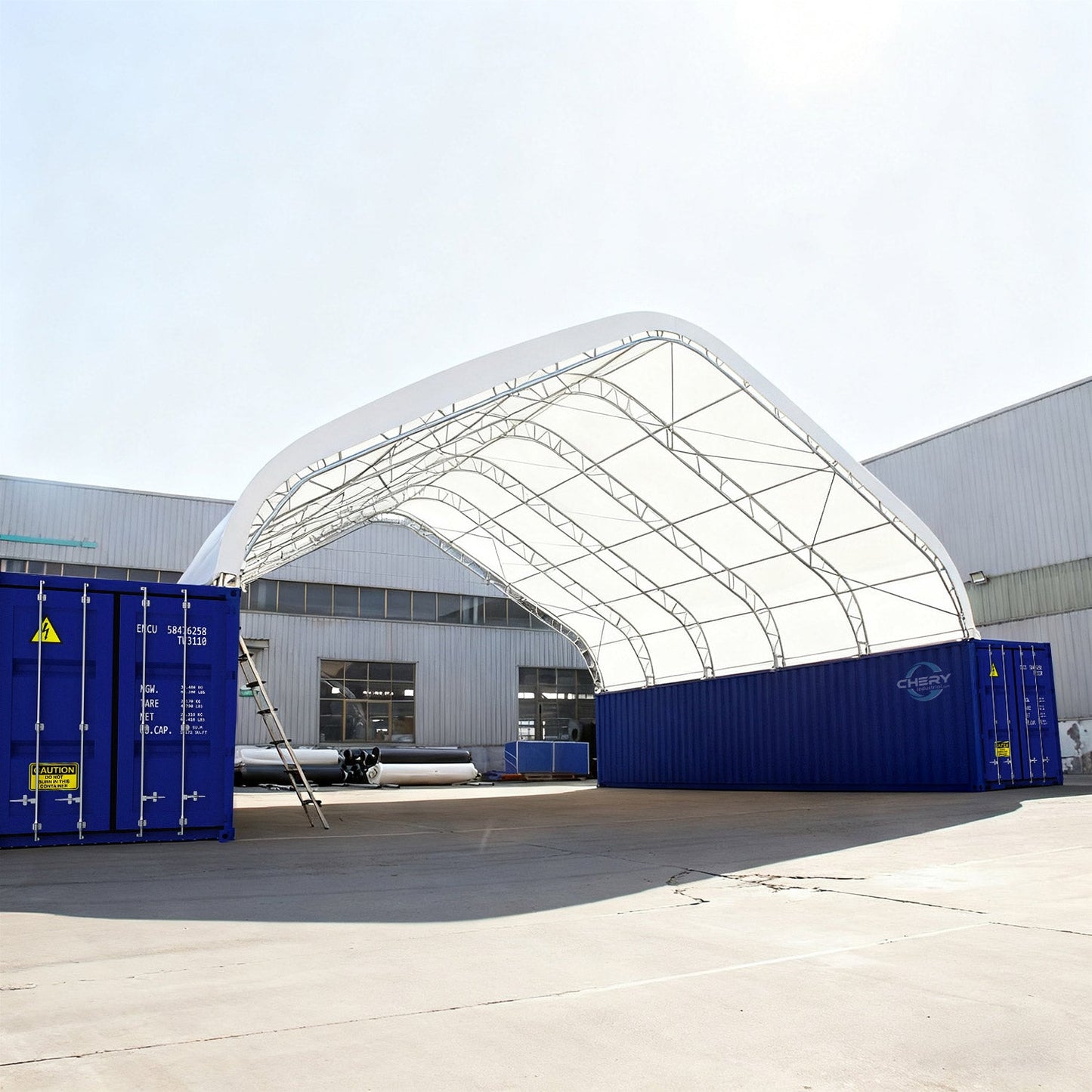 40FT x 40FT x 15FT Double Truss Peak Container Canopy Shelter