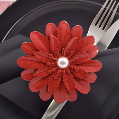 Vibhsa Red Floral Set of 4 Napkin Rings