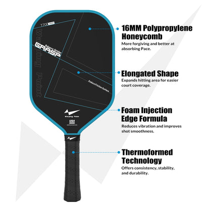 Grasp Balance Pickleball Paddle Navy 16mm T700 Carbon Fiber for Power & Control