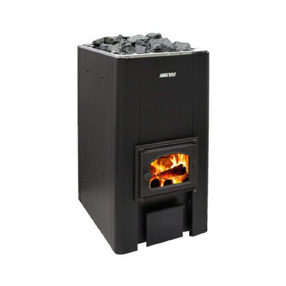 Harvia 50 40KW Black Floor Mount Wood-Burning Sauna Stove with Sauna Stones