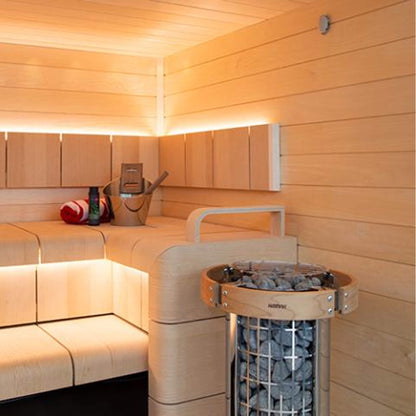 Harvia Cilindro UL Certified Electric Sauna Heater with Xenio CX45 Digital Control Panel & Sauna Stones