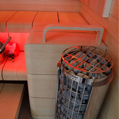 Harvia Cilindro UL Certified Electric Sauna Heater with Xenio CX45 Digital Control Panel & Sauna Stones