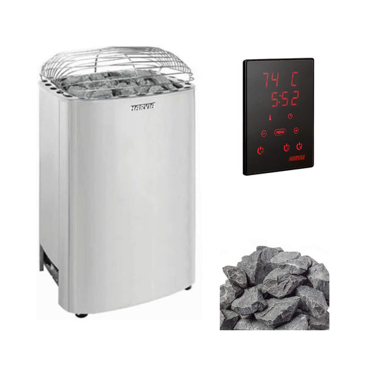 Harvia Club Deluxe Stainless Steel Electric Sauna Heater with Digital Control & Sauna Stones