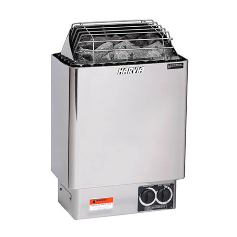 Harvia KIPB Wet Dry Electric Sauna Heater Stove with Built-In Controls & Sauna Stones