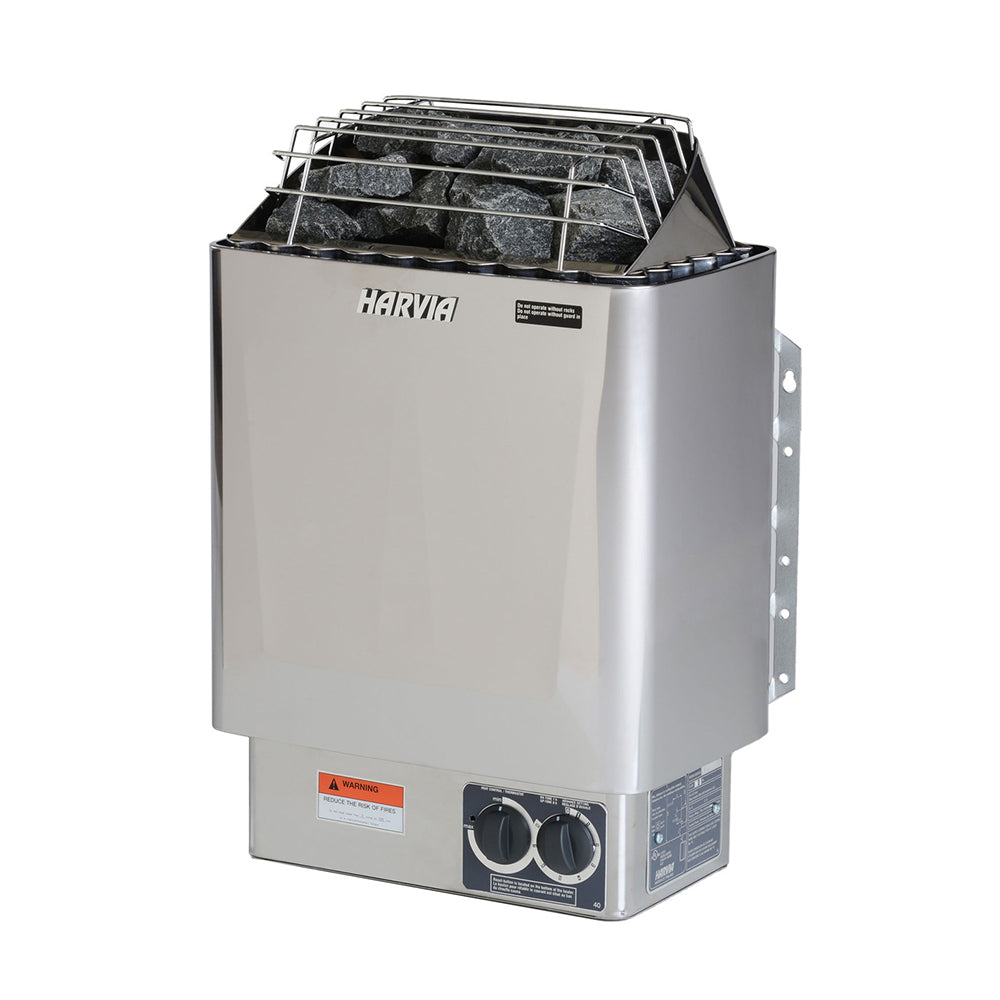 Harvia KIPB Wet Dry Electric Sauna Heater Stove with Built-In Controls & Sauna Stones