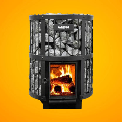 Harvia GreenFlame Legend 240 Wood Sauna Stove with Sauna Stones, 15.9KW
