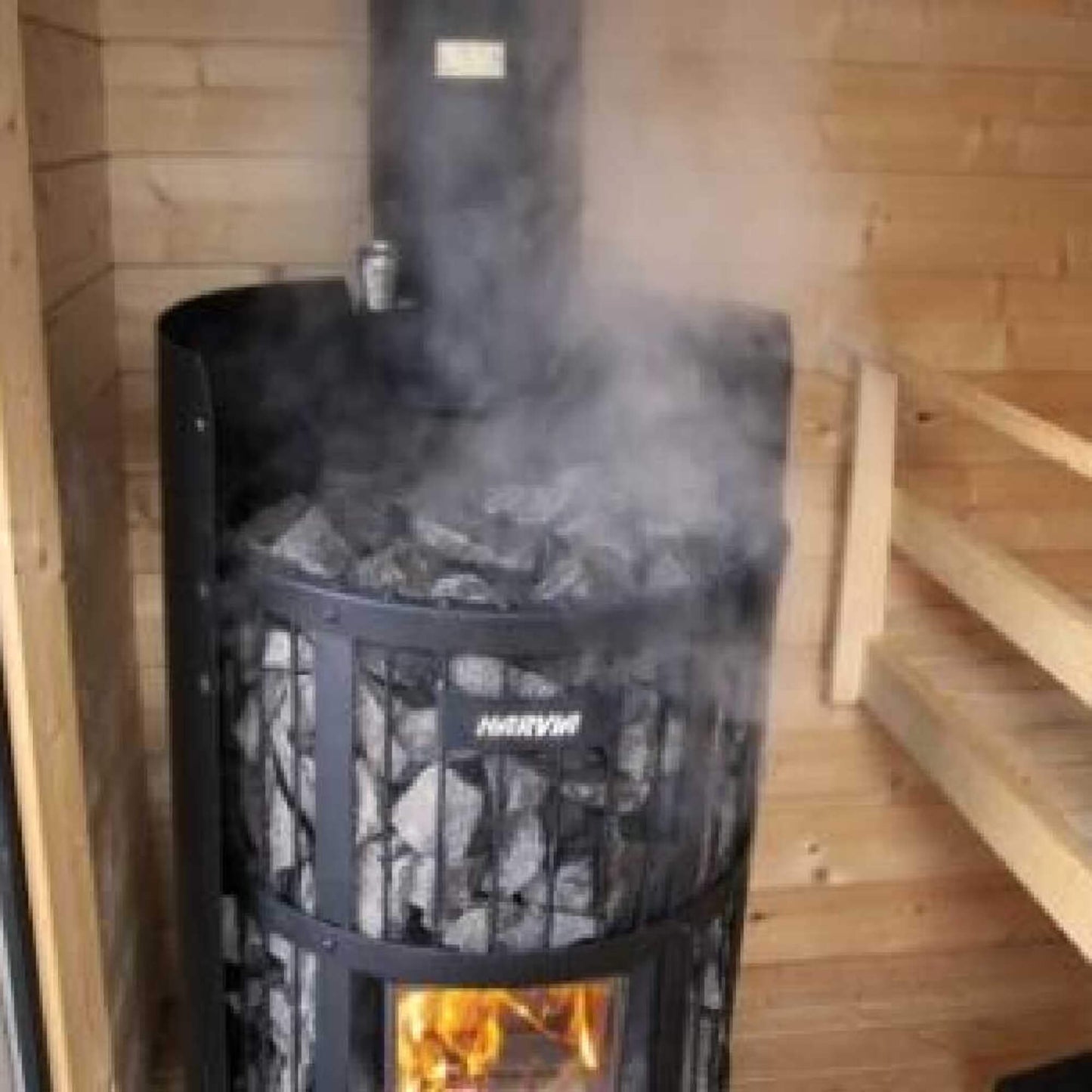 Harvia GreenFlame Legend 240 Wood Sauna Stove with Sauna Stones, 15.9KW