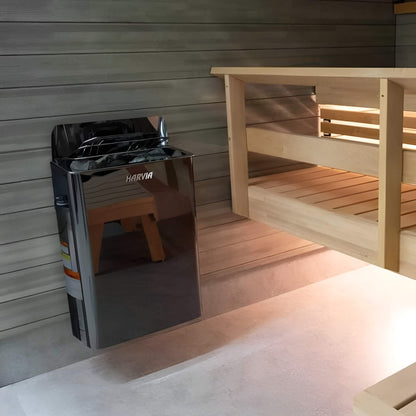 Harvia The Wall Stainless Steel Built-In Wall Mount Sauna Heater with Illuminated Controls & Sauna Stones