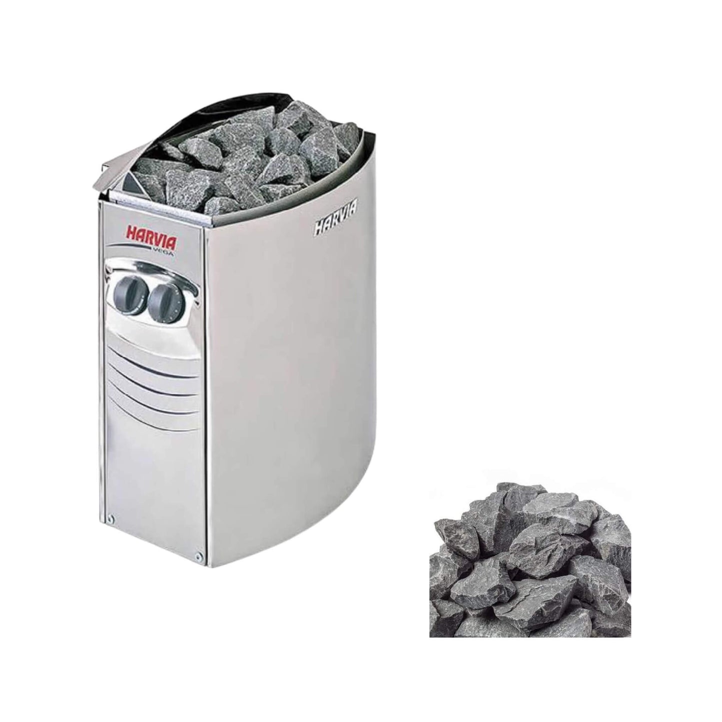 Harvia Vega Compact Electric Steel Sauna Heater with Sauna Stones
