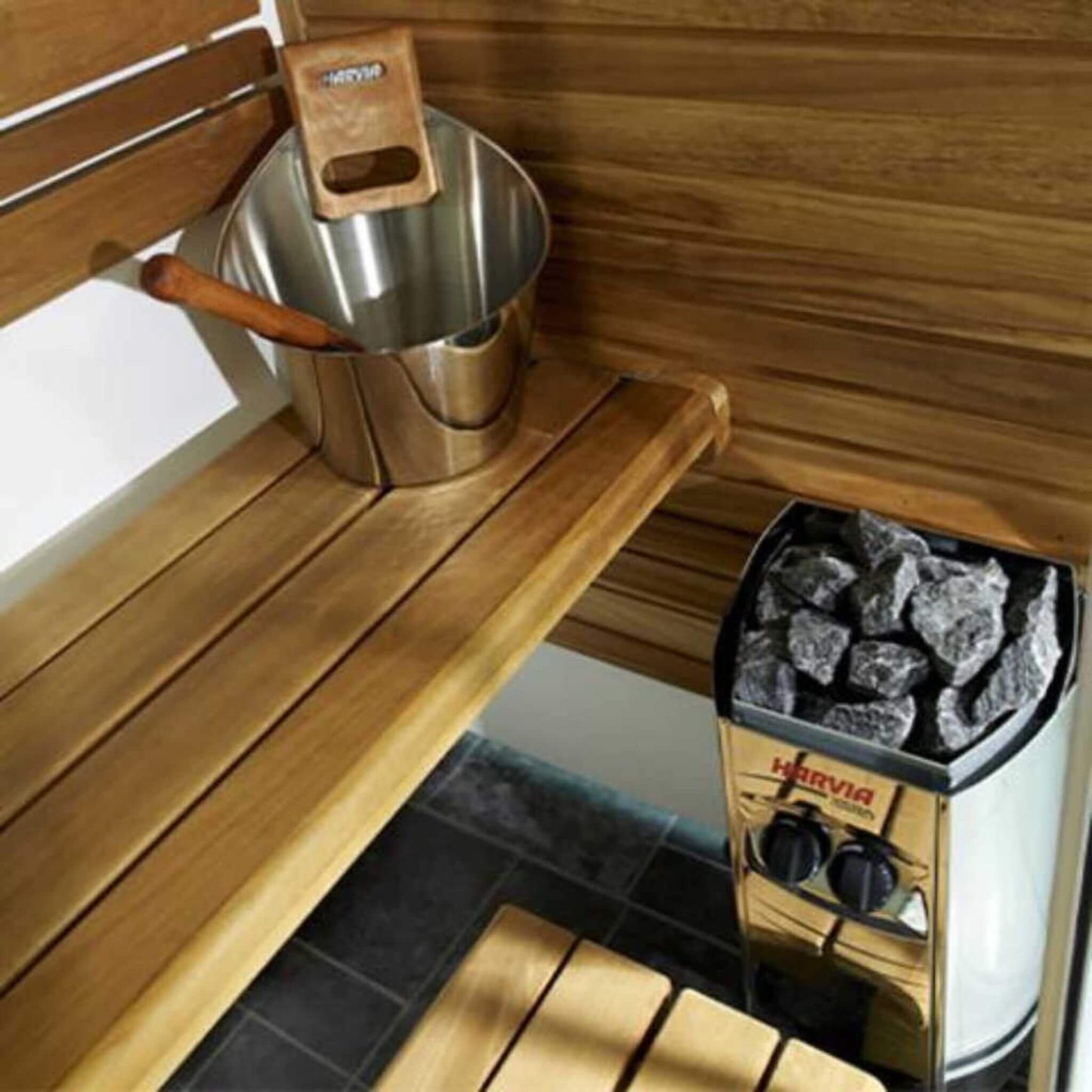Harvia Vega Compact Electric Steel Sauna Heater with Sauna Stones