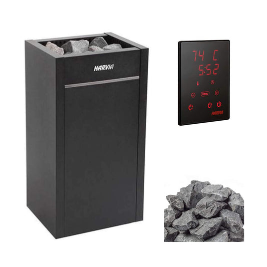 Harvia Virta HL Series Freestanding Electric Sauna Heater with Xenio Series Digital Control & Sauna Stones
