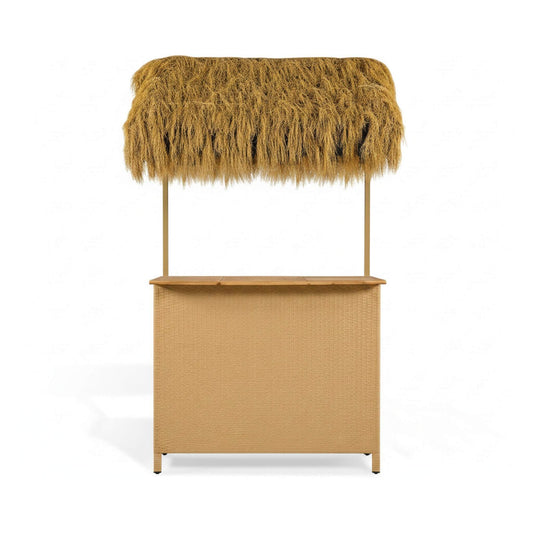 Alora 3-Piece Hawaiian Bar-Height Patio Set with Grass Canopy and Stools