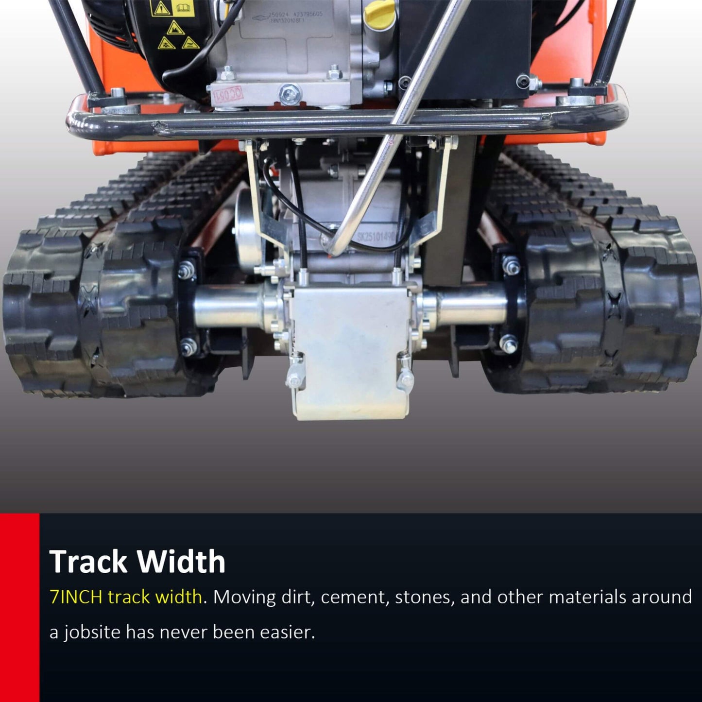Heavy-Duty 1100LBS 10HP Gas-Powered Track Barrow with Hydraulic Assist