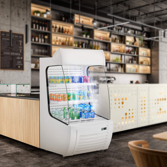 Heavy-Duty 12 Cu.Ft 2-Tier Open-Air Industrial Display Merchandiser Cooler