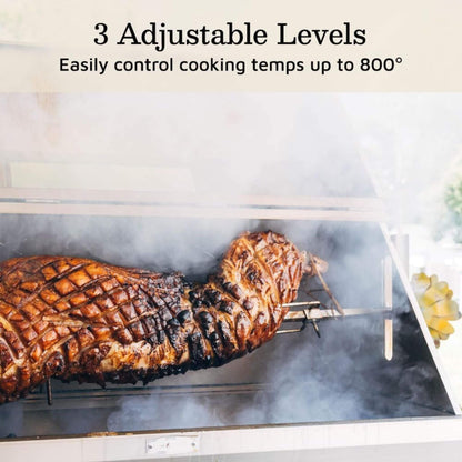 Heavy-Duty Commercial 125 LB Portable Electric Stainless Steel Hooded BBQ Rotisserie Grill with Viewing Window