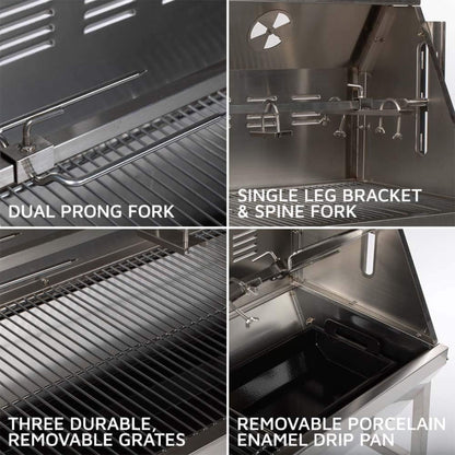 Heavy-Duty Commercial 125 LB Portable Electric Stainless Steel Hooded BBQ Rotisserie Grill with Viewing Window