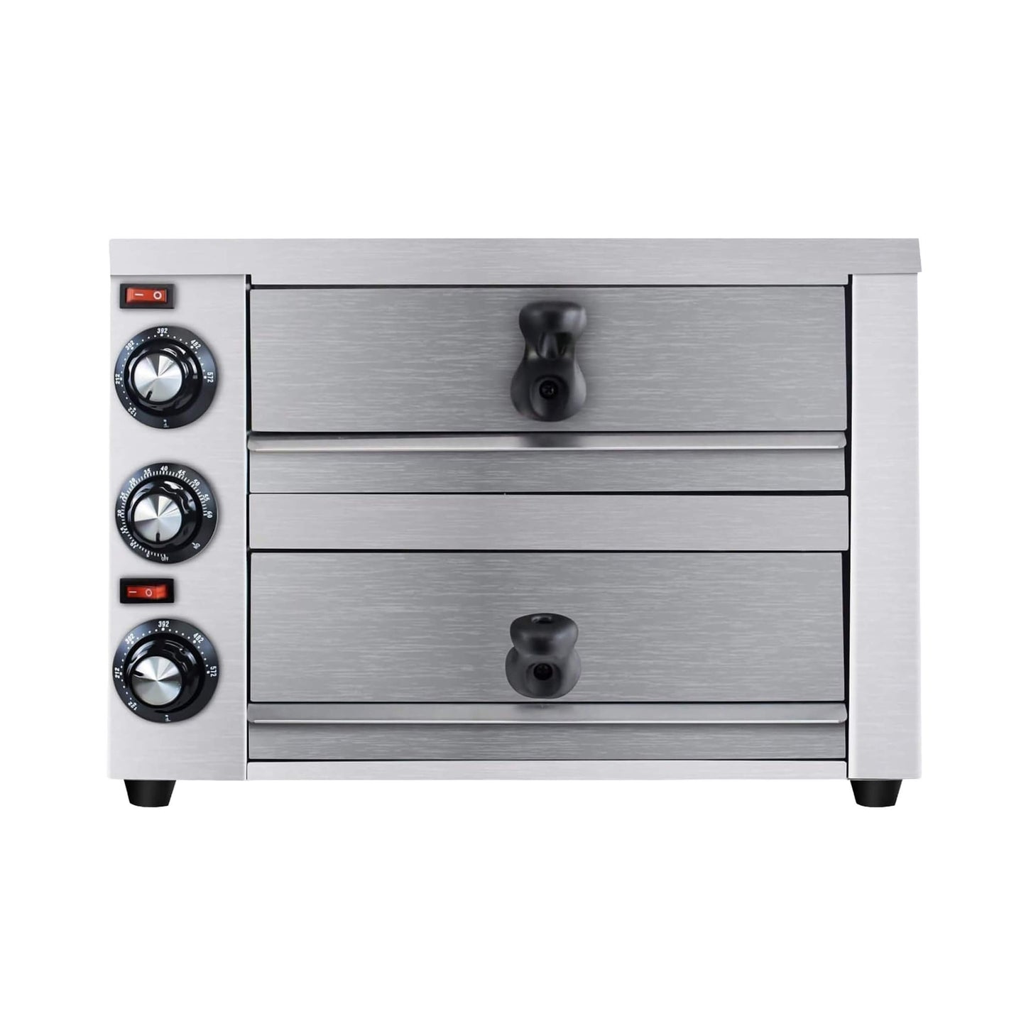 Heavy-Duty 14-Inch Commercial Stainless Steel Electric 2-Tier Tabletop Pizza Oven with Timer