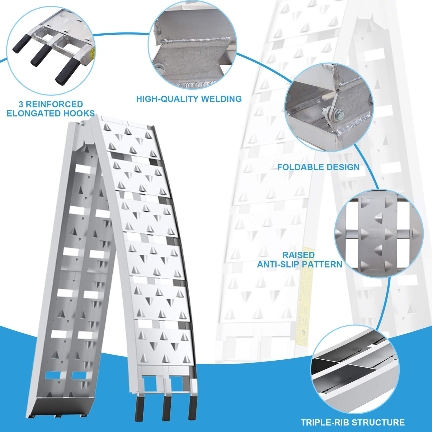 Heavy-Duty 1500LB 7.5FT Folding Aluminum Loading Ramps Set