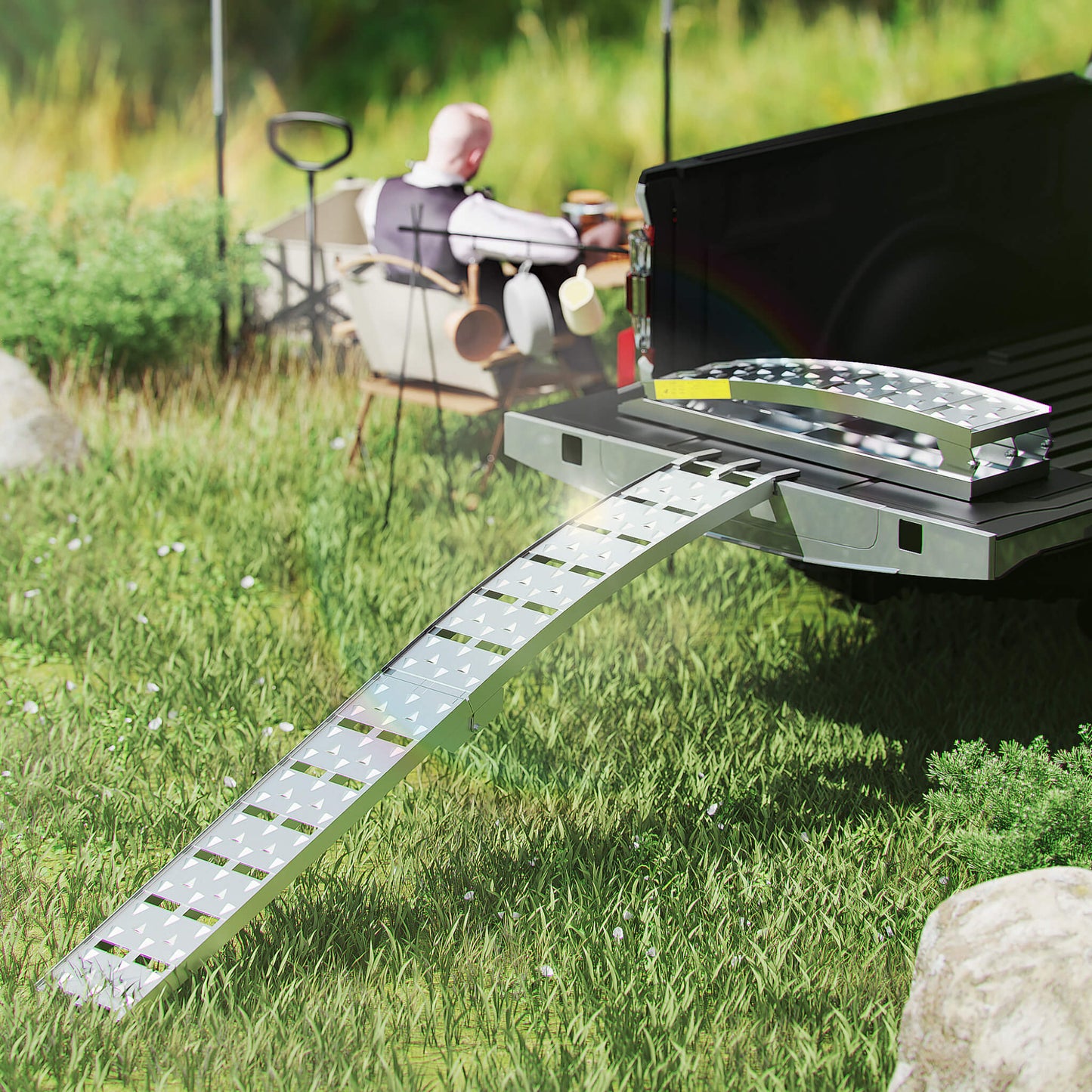 Heavy-Duty 1500LB 7.5FT Folding Aluminum Loading Ramps Set